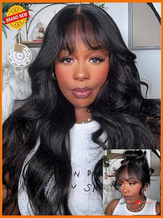 Pre Everything Body Wave 13x4 Lace Front Wig Human Hair with Curtain Bangs main image 6